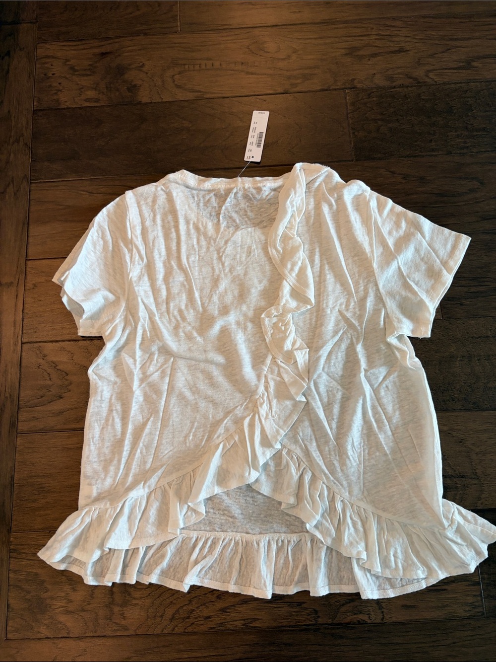 New With Tags JCrew Ruffle White Linen Tee Sz M - Picture 3 of 6